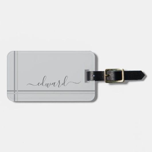 Light Gray Individuelle Name Gepäckanhänger (Vorderseite horizontal)