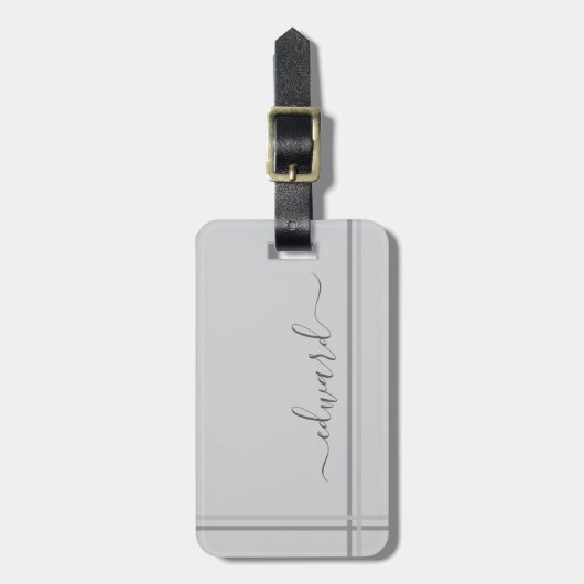 Light Gray Individuelle Name Gepäckanhänger (Vorderseite vertikal)