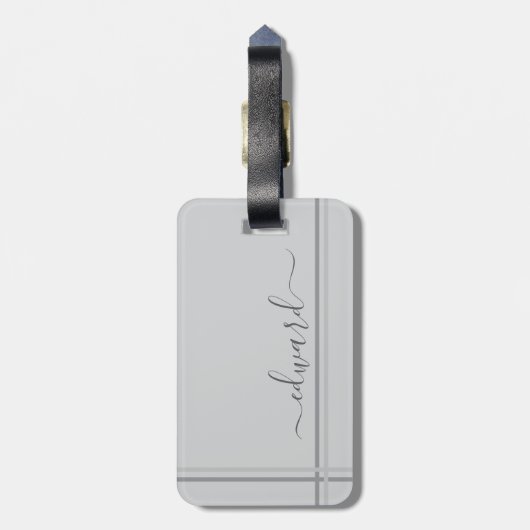 Light Gray Individuelle Name Gepäckanhänger (Rückseite vertikal)