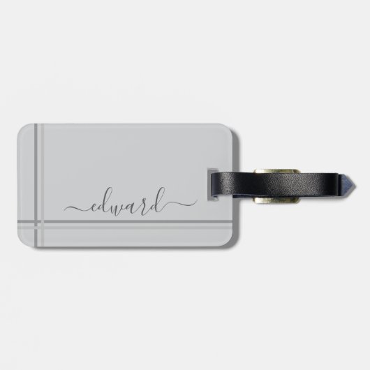 Light Gray Individuelle Name Gepäckanhänger (Rückseite horizontal)