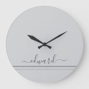 Light Gray Individuelle Name Große Wanduhr