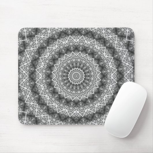 Light Gray Kaleidoscope / Mandala Mousepad (Mit Mouse)