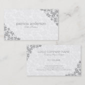 Light Gray Lace Plush White Damasks Visitenkarte (Vorne/Hinten)
