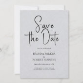 Light Gray Leinen Einfache Schwarze Schrift Save t Einladung (Vorderseite)