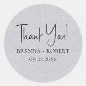 Light Gray Linen Einfache Skripte Willkommen Danke Runder Aufkleber (Vorderseite)