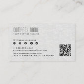 Light Gray Linen Texture QR Code Visitenkarte (Rückseite)