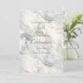 Light Gray Marble 50. Geburtstag Einladung (Stehend Vorderseite)