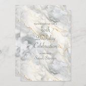 Light Gray Marble 50. Geburtstag Einladung (Vorne/Hinten)