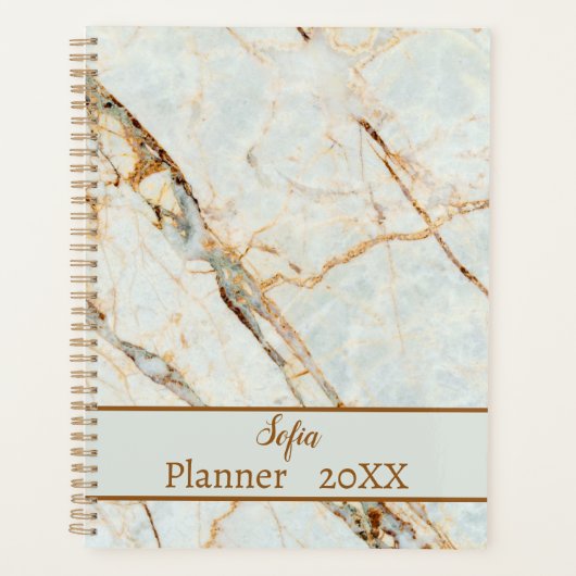 Light Gray Marble Daily Planer Namensanpassung (Vorderseite)