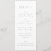 Light Gray Minimal White Simple Wedding Menükarte (Vorderseite)