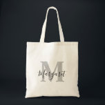 Light Gray Monogram Black Script Name Tote Bag Tragetasche<br><div class="desc">Light Gray Monogram Black Script Name Tote Bag. Kann als Geschenk an Familie und Freunde an ihrem Geburtstag und Weihnachten gegeben werden.</div>
