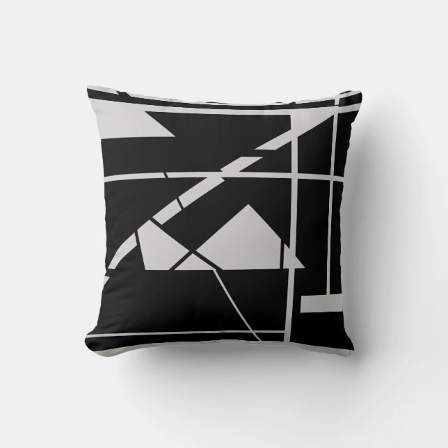 Light Gray Origami auf Abstrakter geometrischer Sc Kissen (Vorderseite)