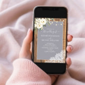 Light Gray Rustic Wood Script Lace Foto Wedding Einladung