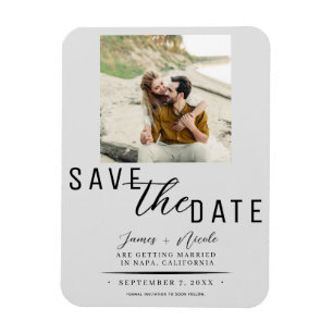 Light Gray Save the Date Foto Wedding Magnet