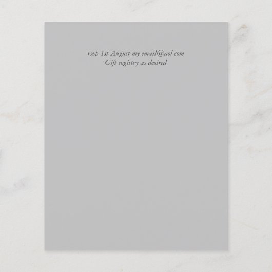 Light Gray Script Typografy Budget Wedding (Rückseite)