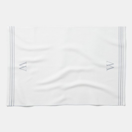 Light Gray | Seilstreifen Monogramm Geschirrtuch (Horizontal)