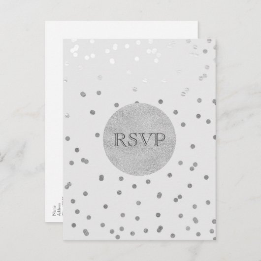 Light Gray & Silver Shiny Confetti Dots UAWG Einladungspostkarte (Vorne/Hinten)