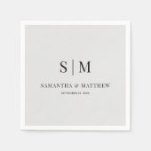 Light Gray Simple Elegant Couple Initials Wedding Serviette (Vorderseite)