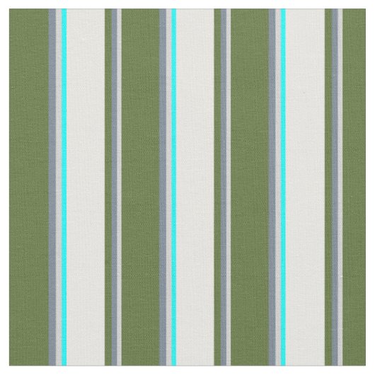 Light Gray, Slate Gray, Olive Green, White & Aqua Stoff (Nahaufnahme)