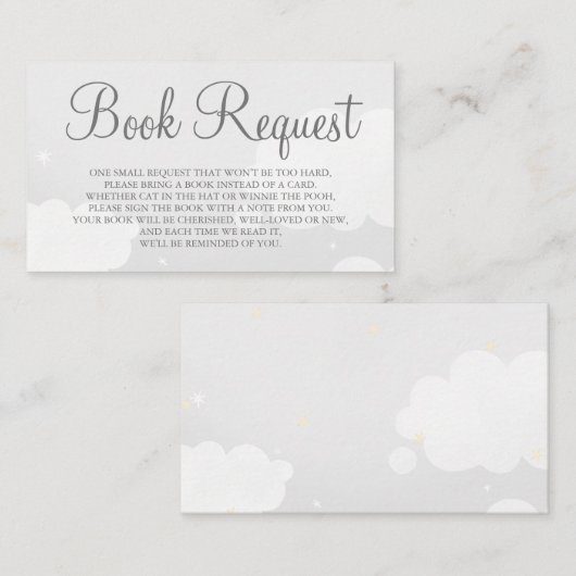 Light Gray Star Sky Book Request Card Visitenkarte (Vorne/Hinten)