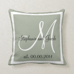 Light Gray Tan Wedding Keepake Kopfkissen Kissen