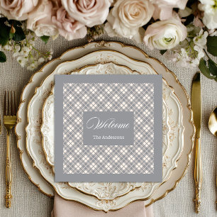 Light Gray Tartan Napkins Personalisiert Modernes  Serviette