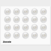Light Gray Two Hearts Intertwined Monogram Wedding Runder Aufkleber (Blatt)