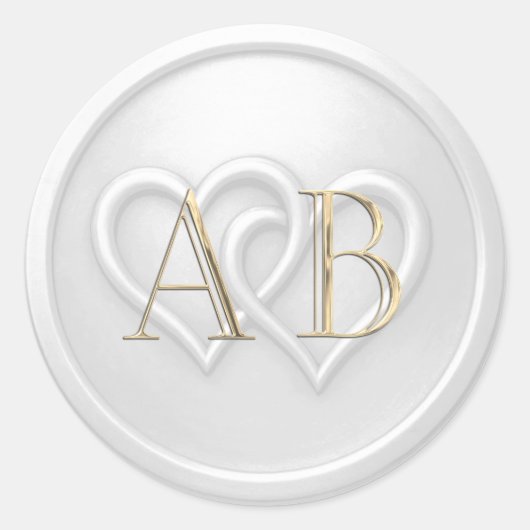 Light Gray Two Hearts Intertwined Monogram Wedding Runder Aufkleber (Vorderseite)