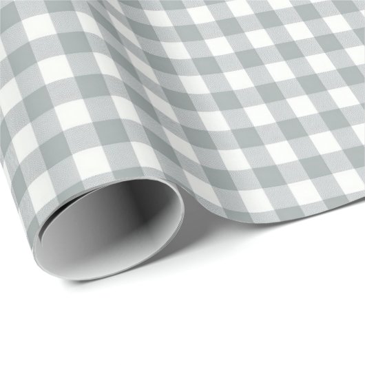 Light Gray und White Gingham Geschenkpapier (Rolleneckpunkt)