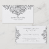 Light Gray Verziert Vintag Mandala Wirbel Visitenkarte (Vorne/Hinten)