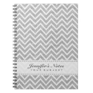 Light Gray & White Chevron Pattern Linen Look Notizblock