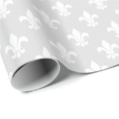 Light Gray White Lilie Pattern Geschenkpapier (Rolleneckpunkt)
