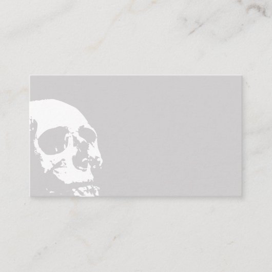 Light Gray White Skull Goth Wedding Platzkarte (Vorderseite)
