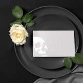 Light Gray White Skull Goth Wedding Platzkarte