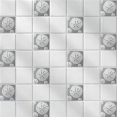 Light Gray & White Tropical Beach Sand Dollar Fliese