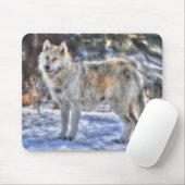 Light Gray Wolf & Winter Snow Mousepad (Mit Mouse)