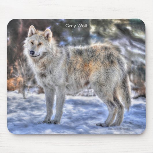 Light Gray Wolf & Winter Snow Mousepad (Vorne)