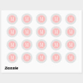 Light Gray Zickzack Zigzag Personalisiert Monogram Runder Aufkleber (Blatt)
