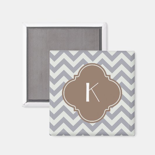 Light Gray Zigzag Custom Monogram Magnet (Vorderseite/Rückseite)