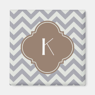 Light Gray Zigzag Custom Monogram Magnet