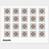 Light Gray Zigzag Custom Monogram Quadratischer Aufkleber (Blatt)