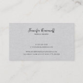 Light GrayLinen Texture Print Black Typografy Visitenkarte (Rückseite)