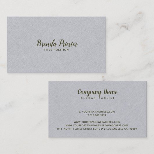 Light Grayn Burlap Linnen Texture Visitenkarte (Vorne/Hinten)