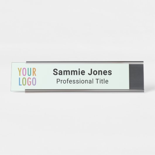 Light Green 2x8 Schreibtisch-Namensschild mit Busi Schreibtischnamensplakette (Vorderseite )