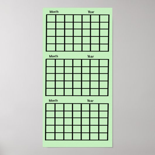 Light Green 3 Monate Calendar Poster (Vorne)