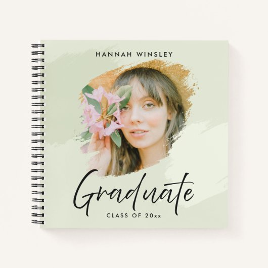 Light Green Add your Foto Custom Abschluss Guest Notizblock (Vorderseite)