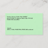 Light Green Amateur Radio Call Sign Visitenkarte (Rückseite)