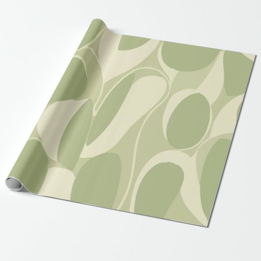 Light Green and Beige Abstract Circle Pattern Geschenkpapier (Ungerollt)
