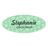 Light Green Animal Paw Print Namenschild (Vorderseite)