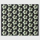Light Green auf Black Hibiskus Geschenkpapier (Flach)